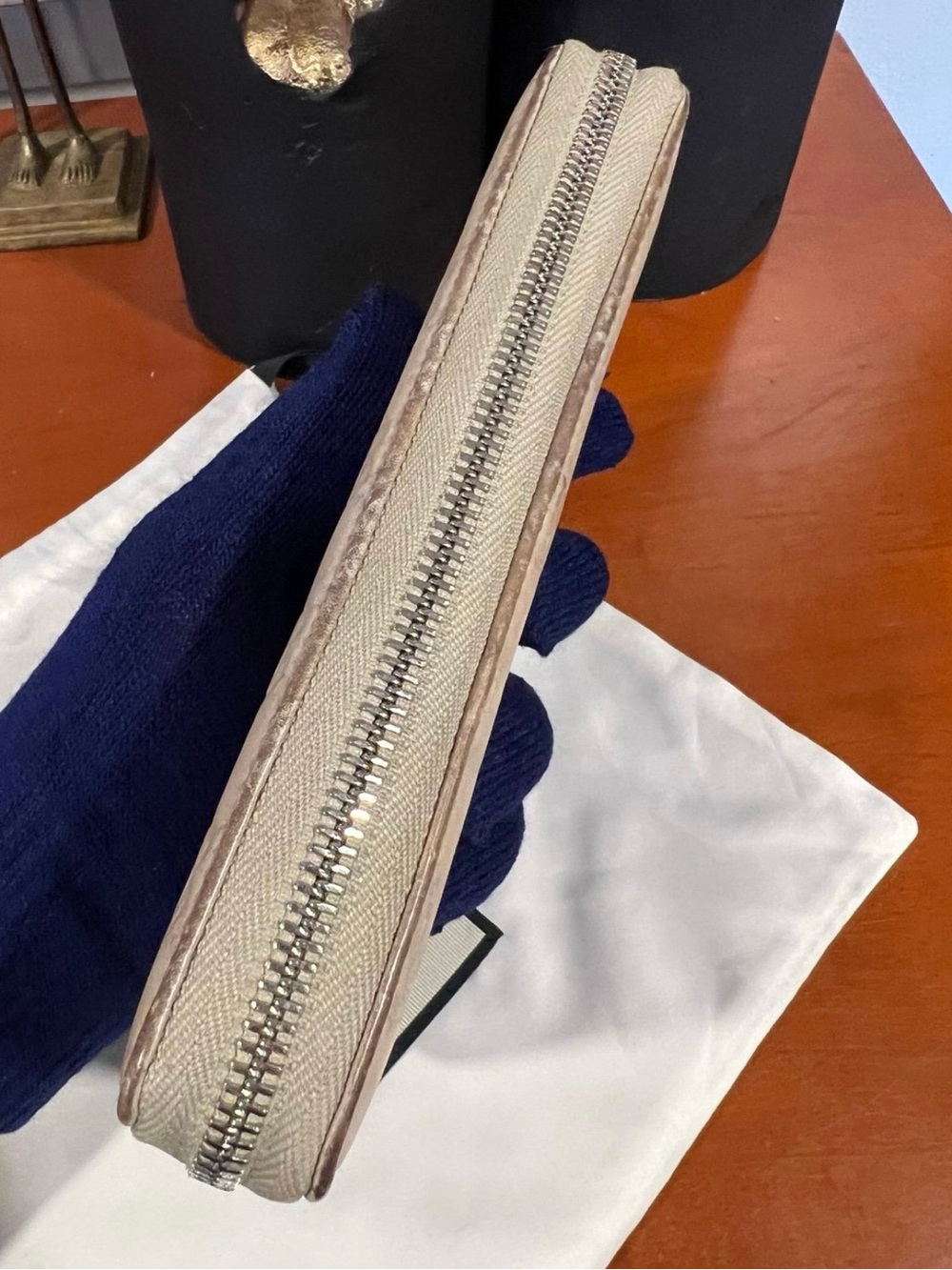 Authentic Gucci Guccissima Zip Around Wallet Beige W Dust Bag Italy - Picture 9 of 13